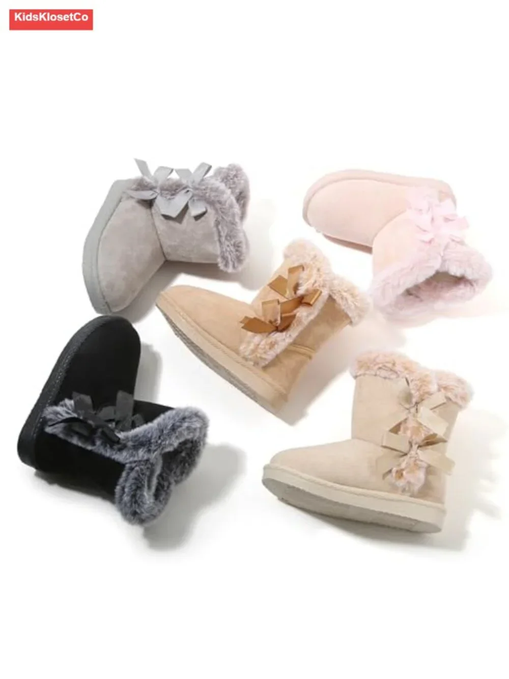 Kids Winter Snow Boots with Faux Fur Lining, Pull-On, Calf High, TPR Sole